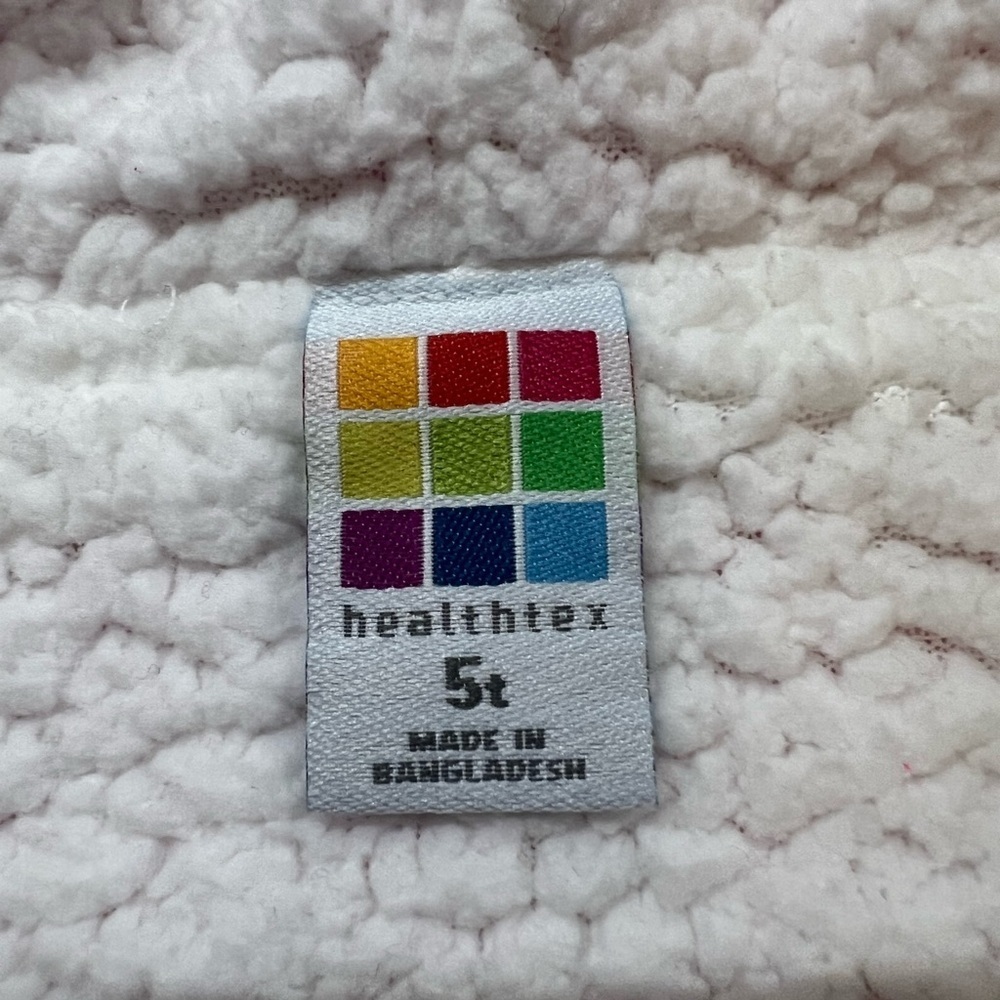 HEALTHTEX GIRLS PINK STARRED SIZE 5T HOODIE ZIP UP SWEAT SHIRT. BRITE PINK/WHITE - Picture 10 of 11